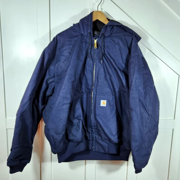 Carhartt "Duck Active Jacket" Quilted Flannel Lined Coat Navy | Men's Size 3XL - Picture 4 of 12
